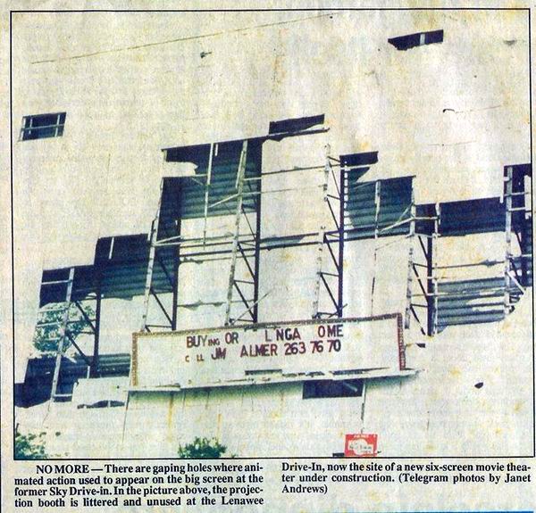 Sky Drive-In Theatre - 1990 Article From Dennis Gibbs (newer photo)